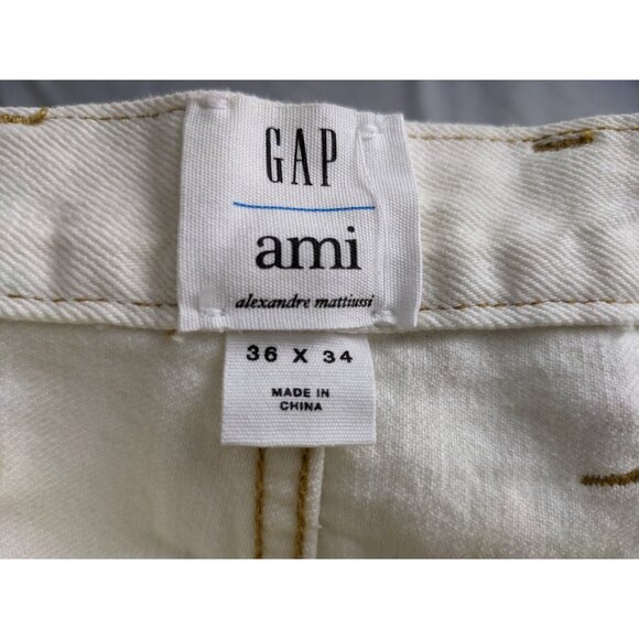 Gap x Ami Paris Alexandre Mattiussi Jeans Beige Denim Cotton Mens Size 36X34 - Picture 5 of 12
